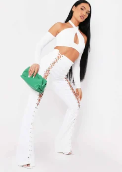 Tops*Missy Empire Saoirse Cross Halterneck Top Ivory