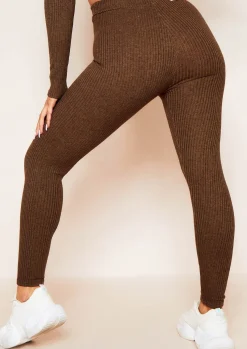 Airport Vibin'|Loungewear*Missy Empire Sarah Chocolate Brushed Ribbed Legging
