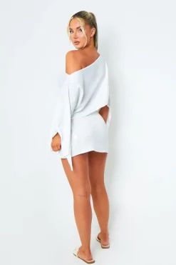 Tops|Co-Ords*Missy Empire Sarah White Off Shoulder Drape Detail Top