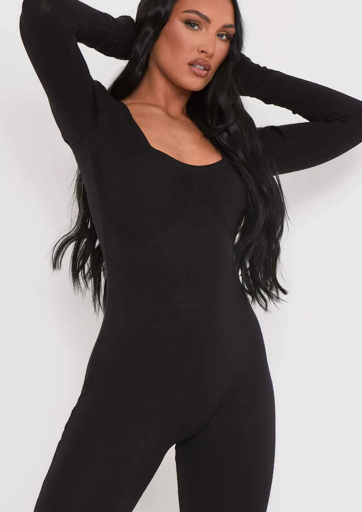 Airport Vibin'|Loungewear*Missy Empire Savannah Knitted Long Sleeve Jumpsuit Black