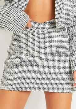 Skirts|Co-Ords*Missy Empire Serena Black Tweed Tailored Mini Skirt
