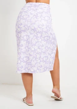 Skirts|Co-Ords*Missy Empire Sienna Lilac Floral Print Midi Skirt With Slit