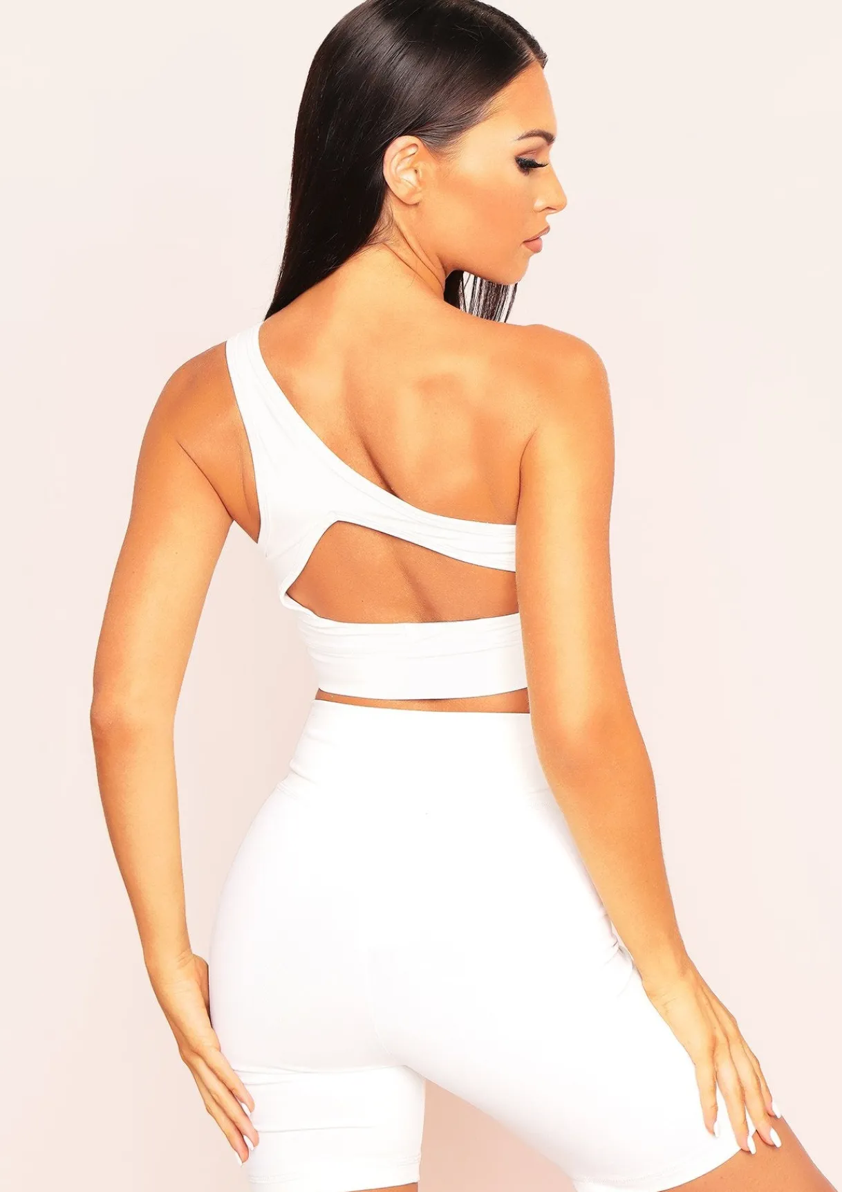 Gym Tops|Tops*Missy Empire Siera Missy Sport One Shoulder Cut Out Gym Top Cream
