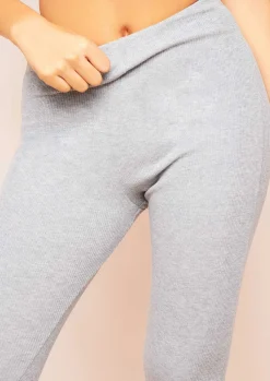 Airport Vibin'|Leggings*Missy Empire Siera High Waist Thick Ribbed Leggings Grey