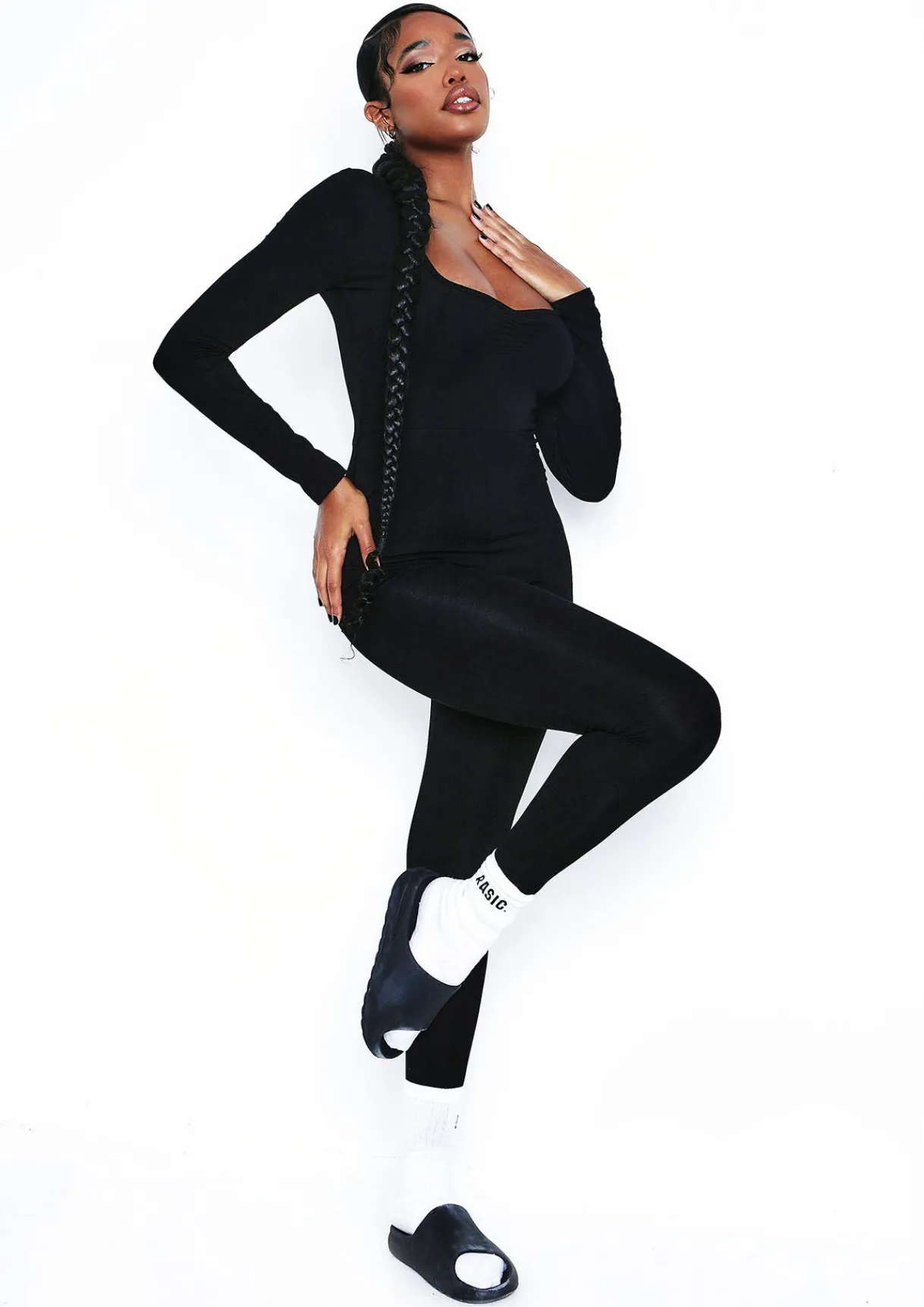 Airport Vibin'|Loungewear*Missy Empire Soph Wide Neck Jumpsuit Black