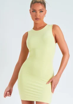 Mini Dresses|Casual Dresses*Missy Empire Sophia Sleeveless Racer Mini Dress Lemon