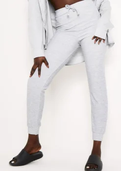 Airport Vibin'|Loungewear*Missy Empire Sophie Soft Ribbed Drawstring Joggers Grey