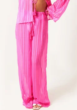 Trousers*Missy Empire Sophie Pink Sheer Stripe Beach Cover Up Trouser