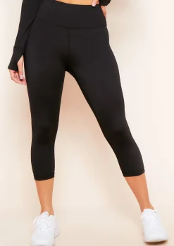 Gym Bottoms|Leggings*Missy Empire Svea Black 3/4 Gym Legging