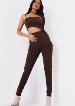 Airport Vibin'|Leggings*Missy Empire Syd Chocolate Ribbed Panel Leggings