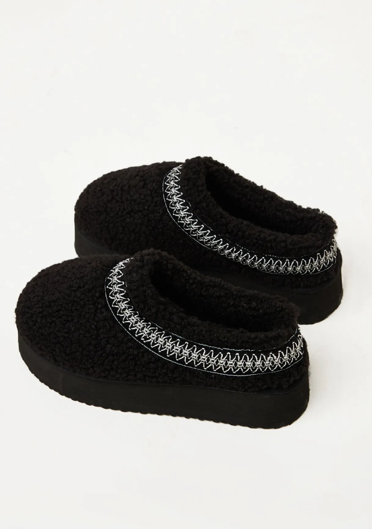 Boots*Missy Empire Tammy Platform Faux Shearling Slip On Boots Black