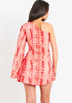 Long Sleeve Dresses|Mini Dresses*Missy Empire Tanya Pink Tie Dye Printed Beach Dress