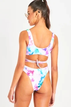 Rave Outfits|Swimwear*Missy Empire Tasha Multi Tie Dye Tie Front Bikini Set