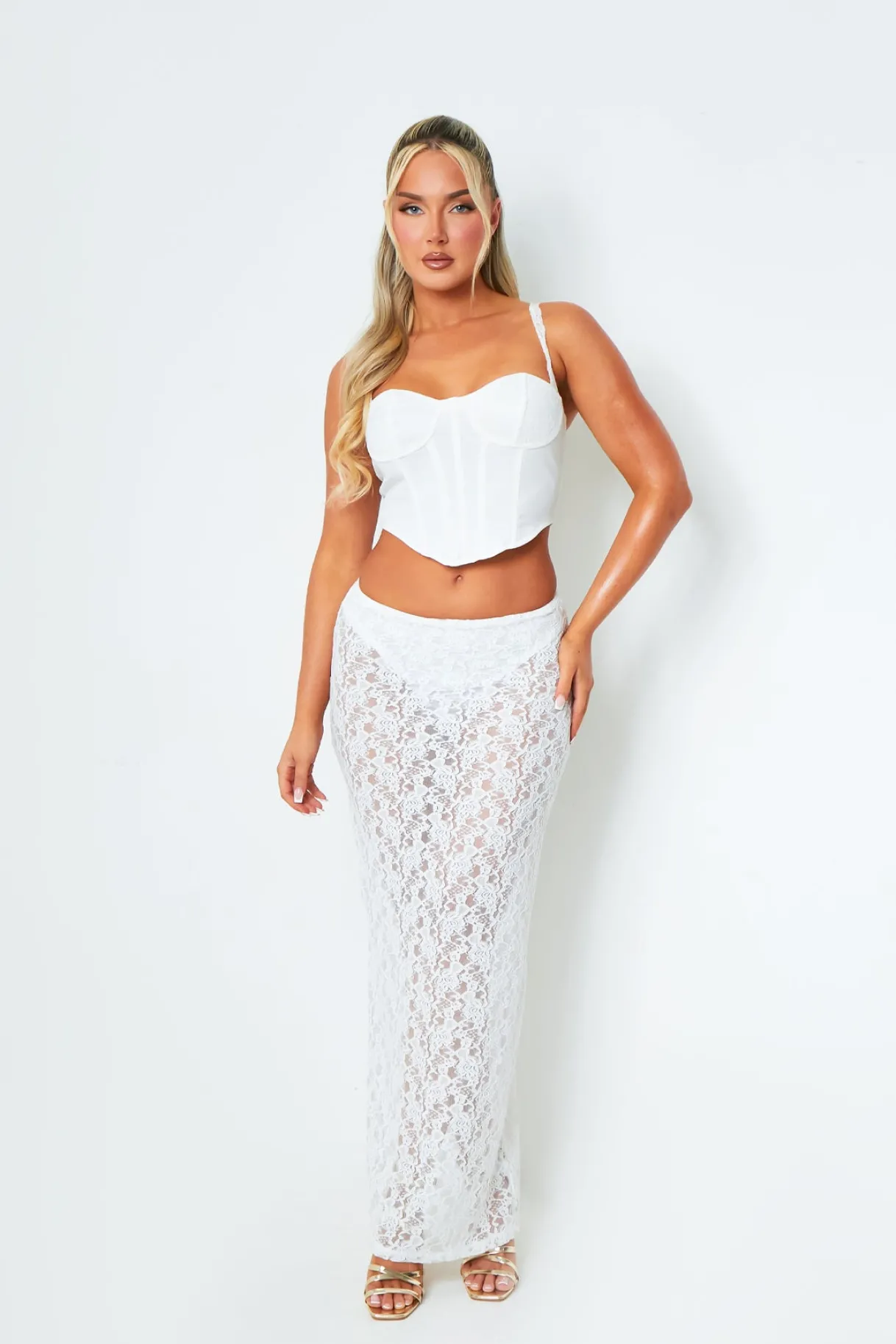 Skirts|Co-Ords*Missy Empire Thalia White Lace Maxi Skirt