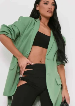 Coats & Jackets|Blazers*Missy Empire Tia Green Oversized Belted Blazer Olive