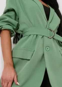 Coats & Jackets|Blazers*Missy Empire Tia Green Oversized Belted Blazer Olive
