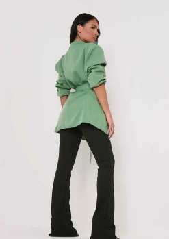 Coats & Jackets|Blazers*Missy Empire Tia Green Oversized Belted Blazer Olive
