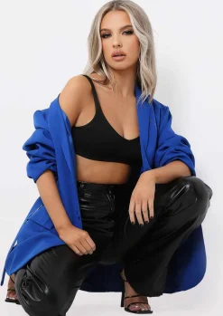 Coats & Jackets|Blazers*Missy Empire Tia Oversized Belted Blazer Royal Blue