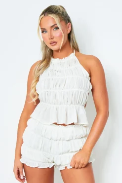 Shorts|Co-Ords*Missy Empire Tyler Ivory Frill Mini Shorts