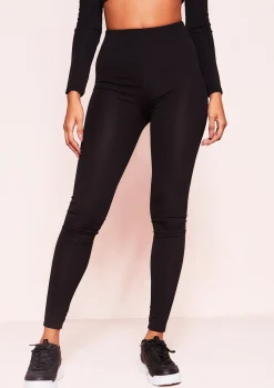 Gym Bottoms|Trousers*Missy Empire Vanessa Black Ribbed Leggings