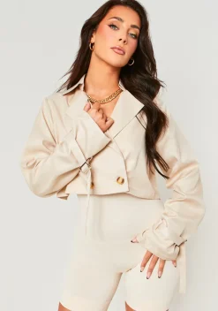 Coats & Jackets*Missy Empire Vera Stone Oversized Cropped Trench