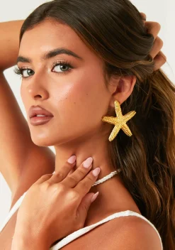 Earrings*Missy Empire Verity Gold Starfish Earrings