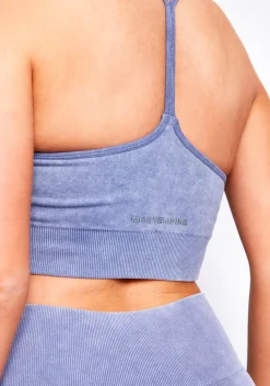 Gym Tops|Tops*Missy Empire Vienna Acid Wash Seamless Active Sports Bra Blue