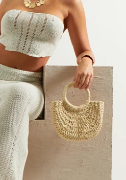 Bags & Purses*Missy Empire Violet Crossbody Straw Bag Beige