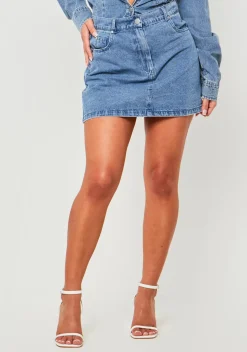 Concert Outfits|Skirts*Missy Empire Vivianne Blue Washed Denim Micro Mini Skirt