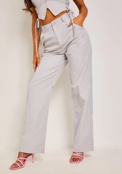 Trousers|Co-Ords*Missy Empire Yasmin Light Grey Straight Leg Trousers