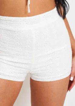 Shorts|Co-Ords*Missy Empire Zaria White Broidery Matching Shorts