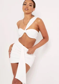 Tops*Missy Empire Zaria White Slinky Cross Strap Bralet