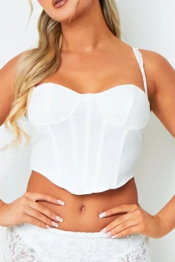 Tops|Co-Ords*Missy Empire Zoya White Lace Detail Corset Top